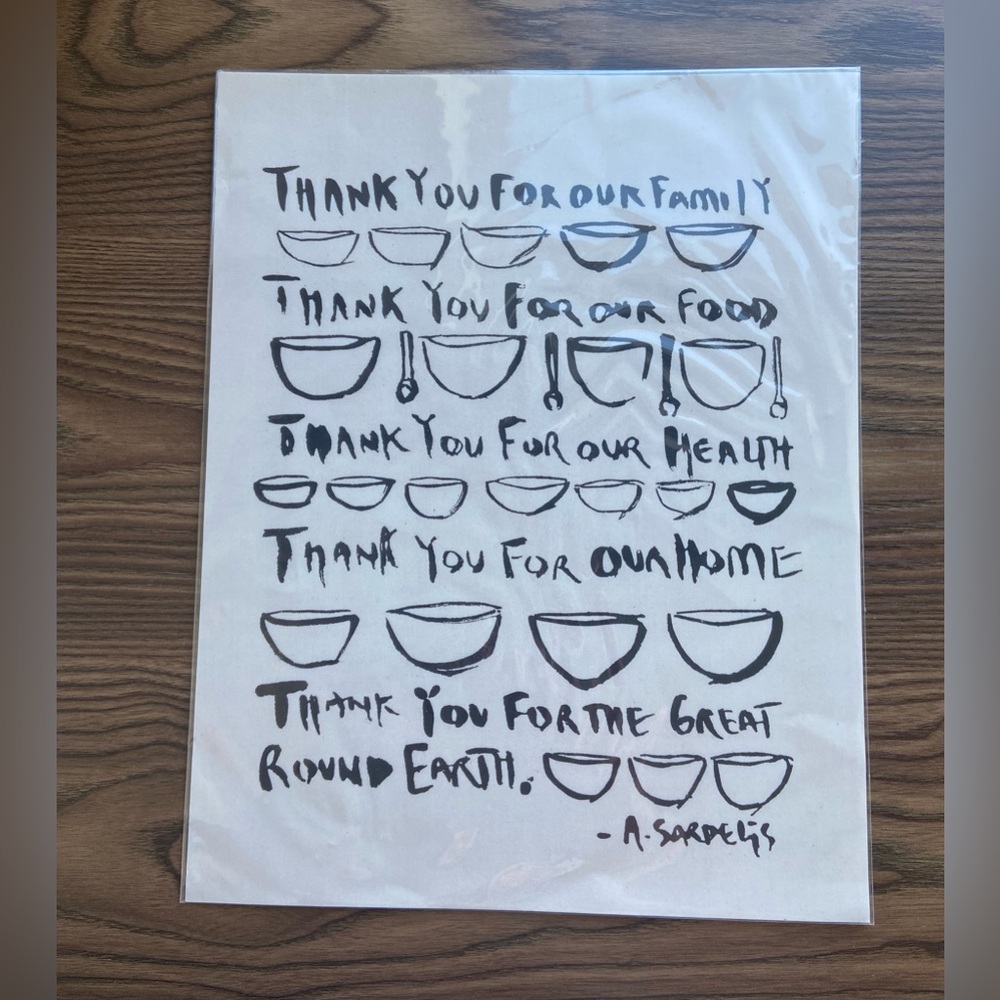 NWT Giving thanks calligraphy print in black 11 x 14 inches